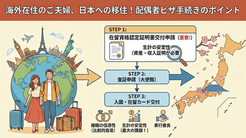 海外在住の国際結婚カップルが日本に移住する際の手続き概要